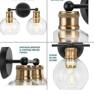 Progress Lighting | NIB Hansford Antique Bronze 2-Light Clear Glass Vanity Light